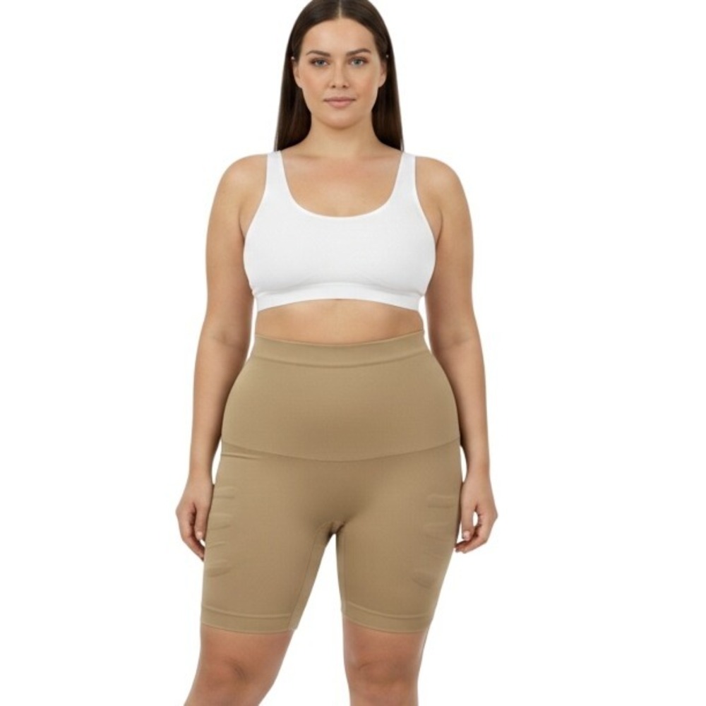 Shapewear High Waist Tummy Control‎ Thigh Slimmer Shorts Beige Large New
